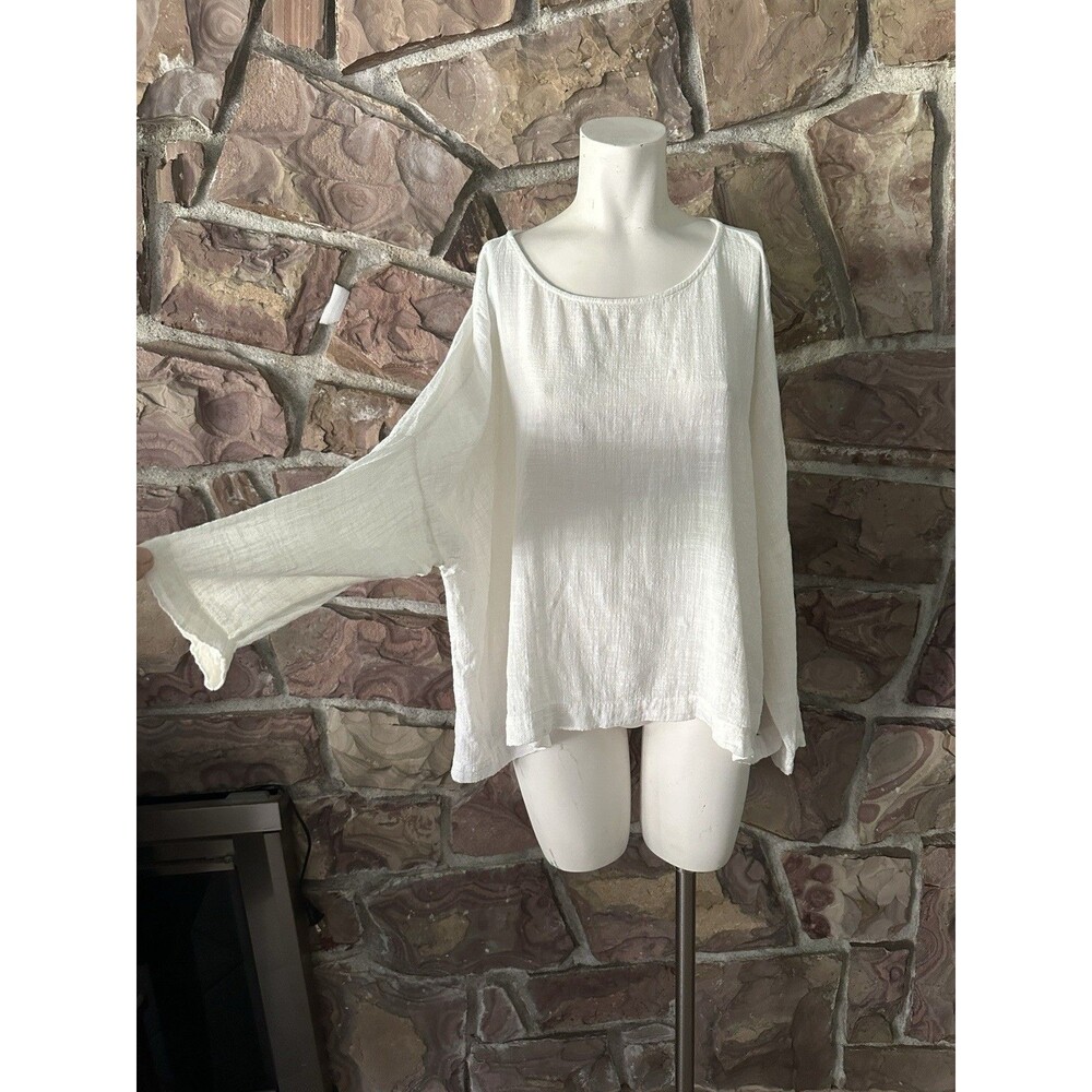 Xirena White tunic Size Small White Cotton Gauze 3/4 sleeves summer